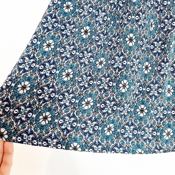 FOREVER 21 CONTEMPORARY BLUE PRINT FLORAL SKIRT SHORT GREY TEAL BLACK NEW XS - Picture 3 of 6